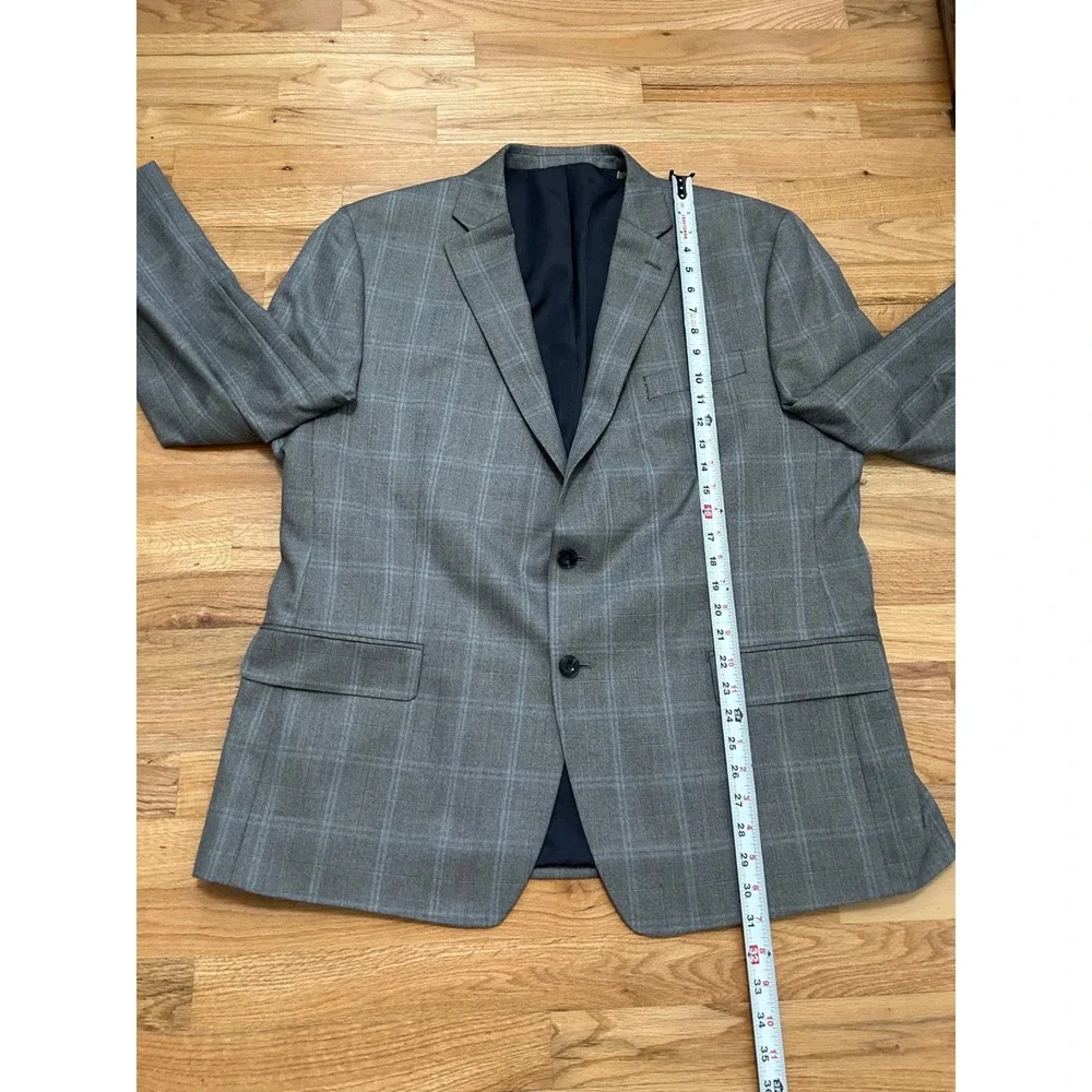 Michael Kors Mens Grey Glen Plaid Two Button Blazer Sport Coat Jacket 46R
